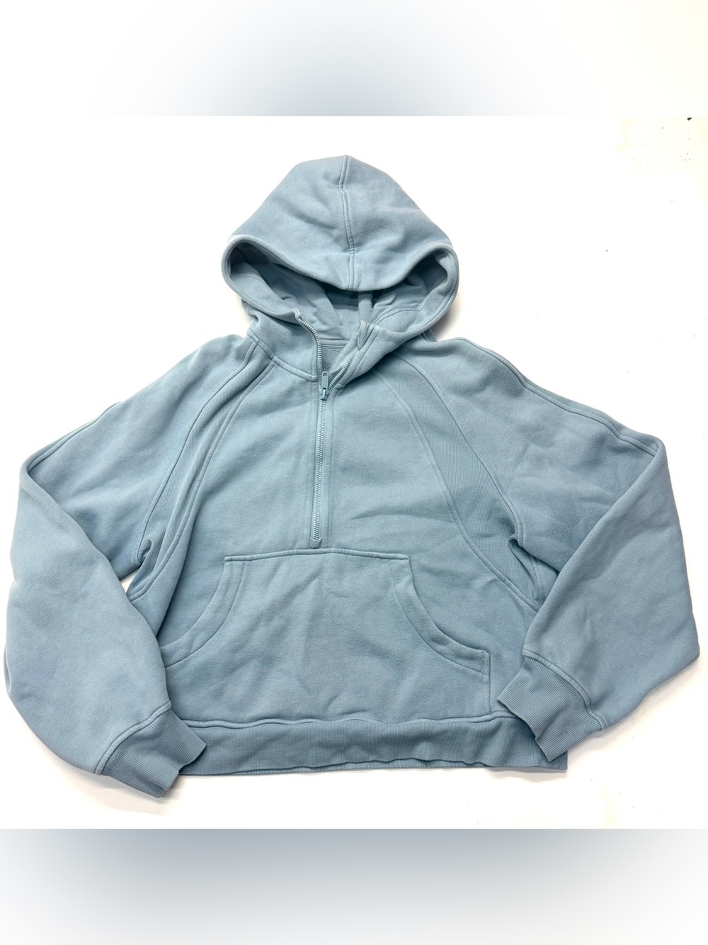 CRZ Yoga Light Blue Half-Zip Hoodie Sweatshirt Boxy